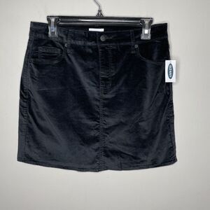 OLD NAVY Skirt Womens 6 Black Velveteen Mini NEW 5-Pocket A-Line